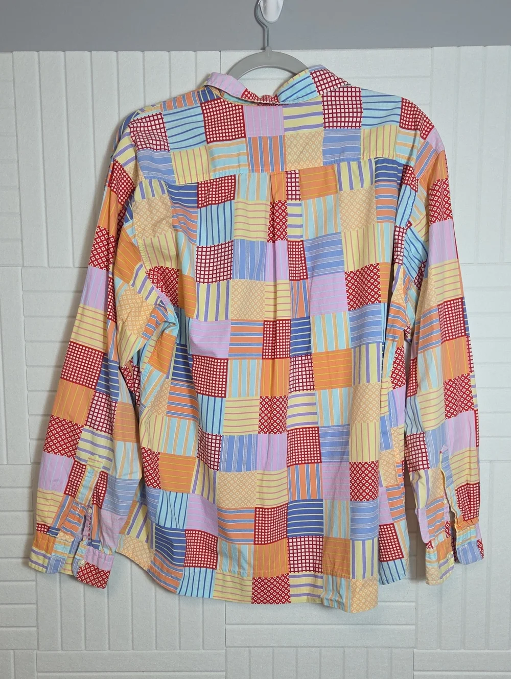 J. Crew Vintage Oarsman 90s Multicolor Patchwork Button Down Shirt Size L